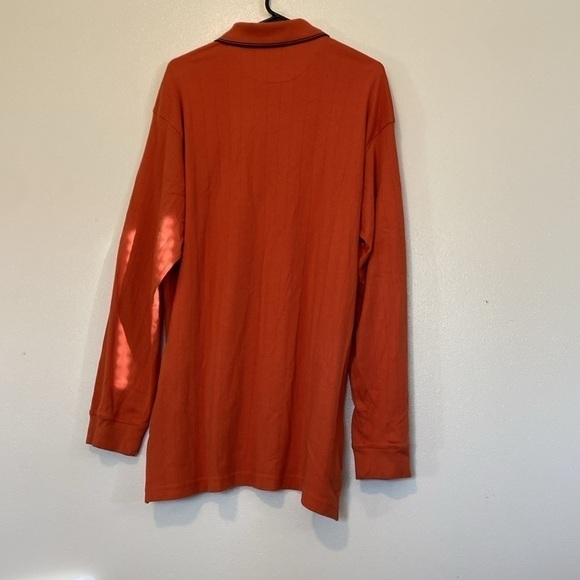 Lyle & Scott Scotland 100% combined cotton orange blk long sleeve polo shirt - Picture 6 of 10